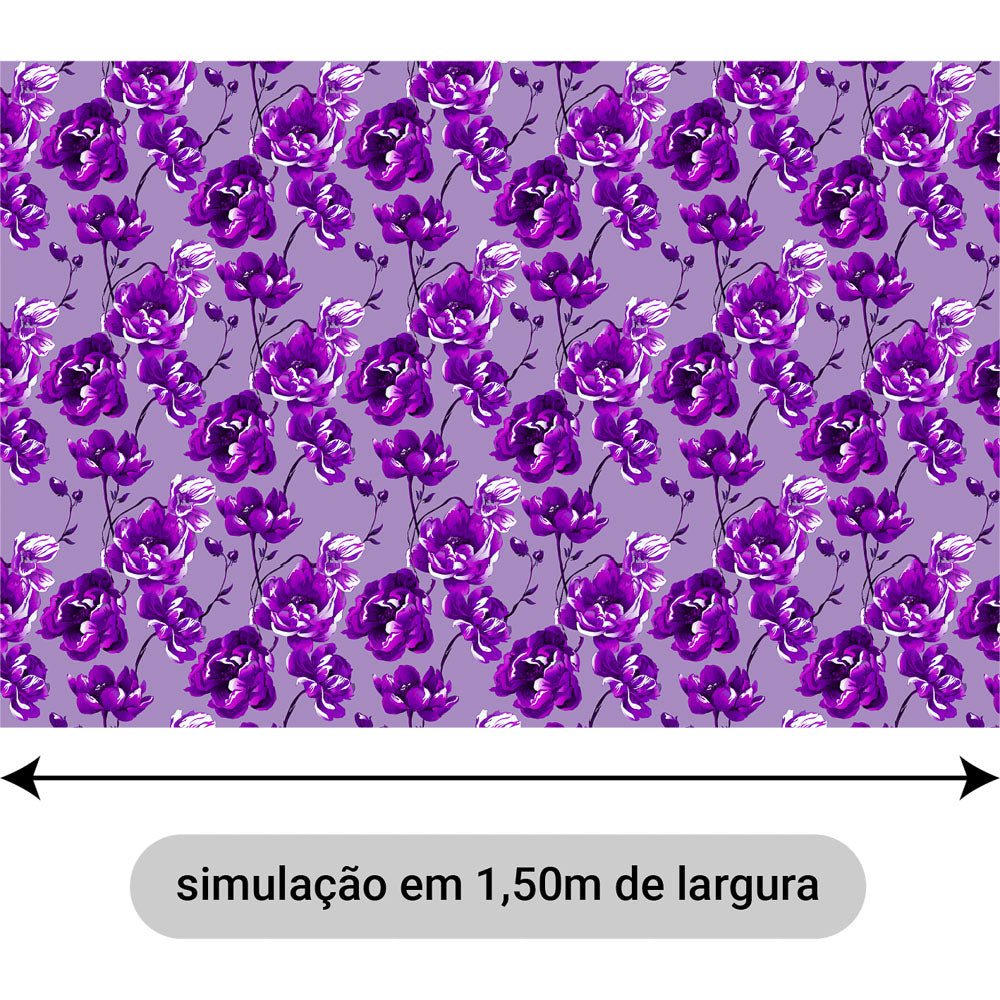Oxford Digital Floral Brilho Lilás