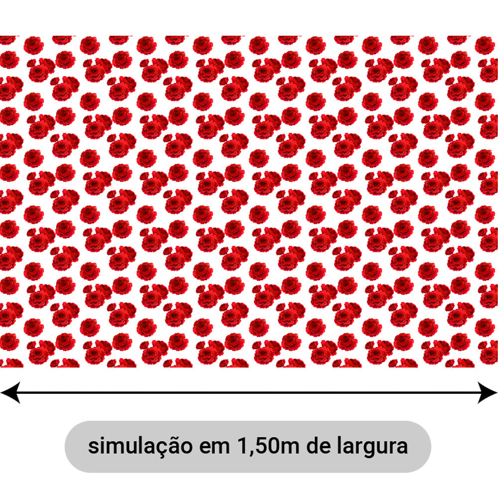 Oxford Digital Flores Branco Vermelho
