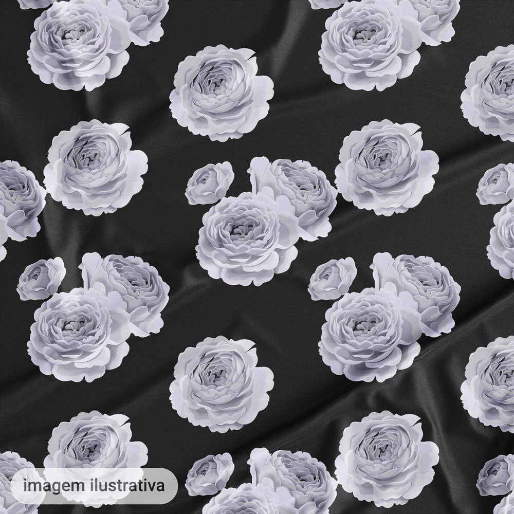 Oxford Digital Flores Branco Vermelho