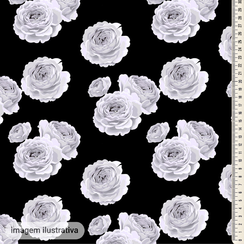 Oxford Digital Flores Branco Vermelho
