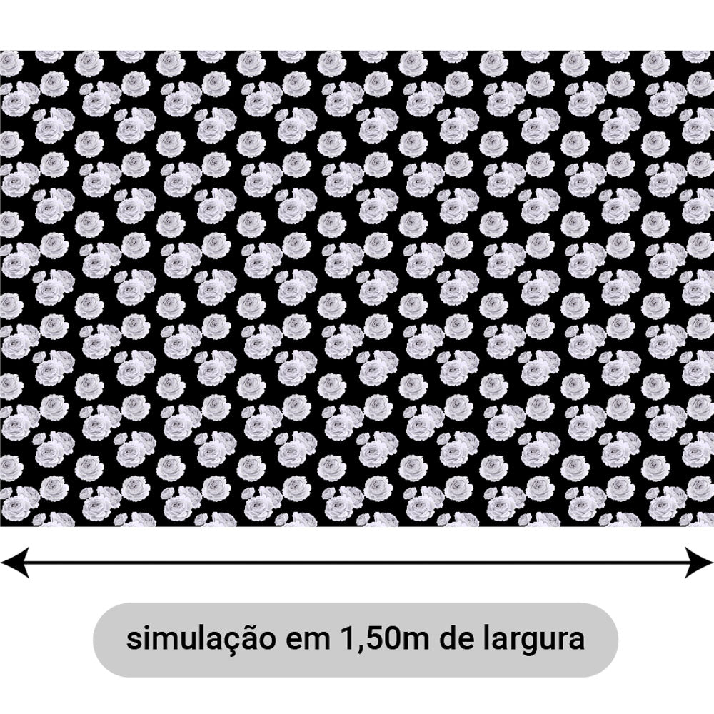 Oxford Digital Flores Branco Vermelho