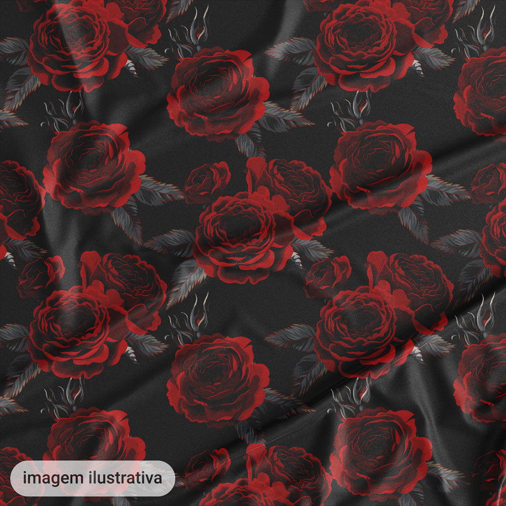 Oxford Digital Flores Vinho e Folhas Pretas