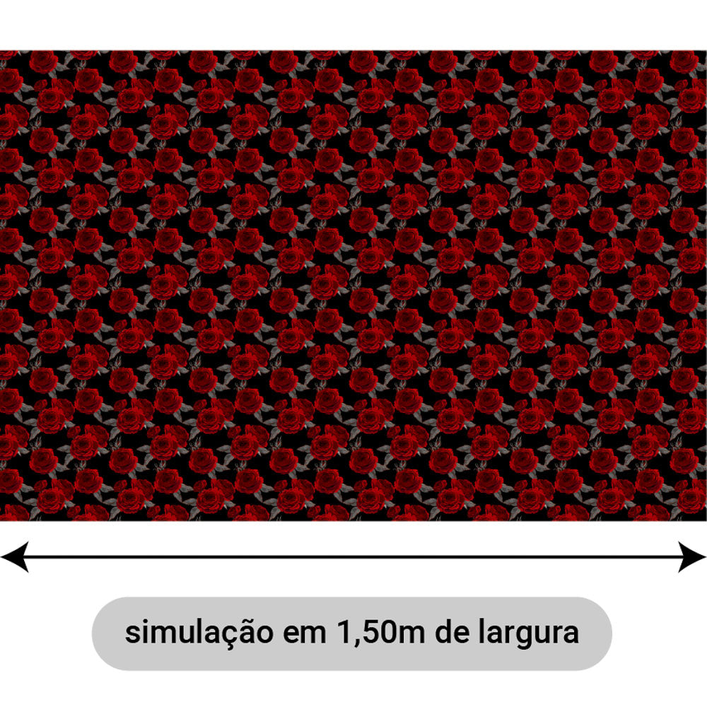 Oxford Digital Flores Vinho e Folhas Pretas