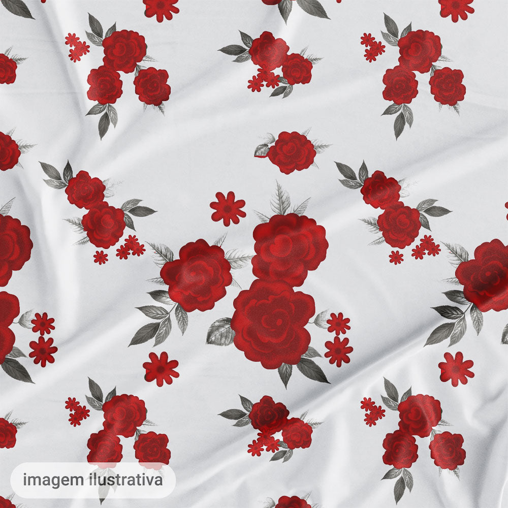 Oxford Digital Rosas Vermelhas Fundo Branco
