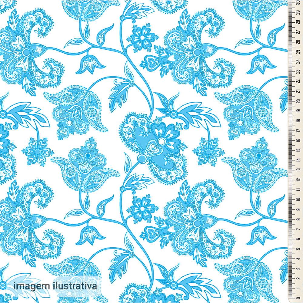 Oxford Digital Floral Paisley Azul