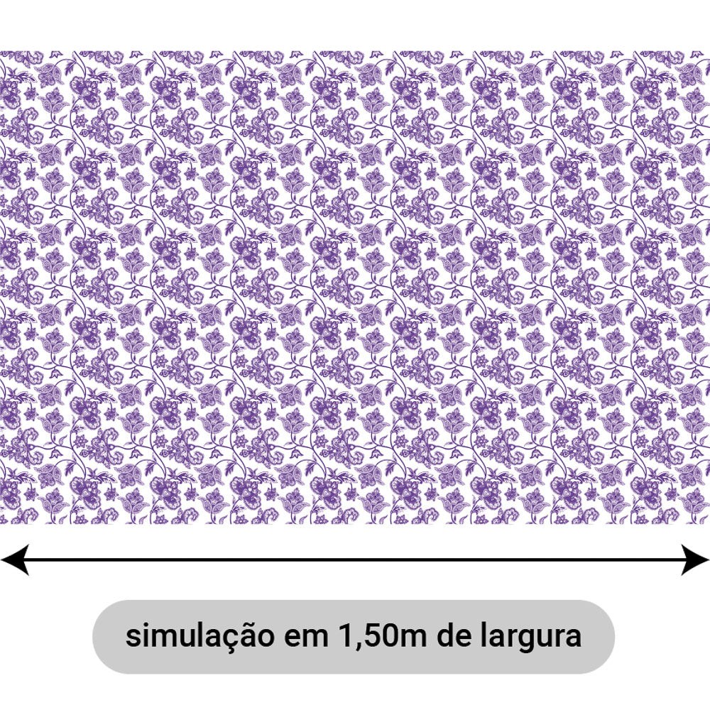Oxford Digital Floral Paisley Roxo Fundo Branco