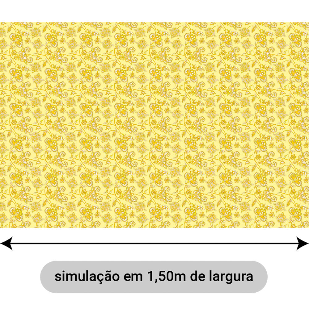 Oxford Digital Floral Paisley Amarelo Fundo Amarelo