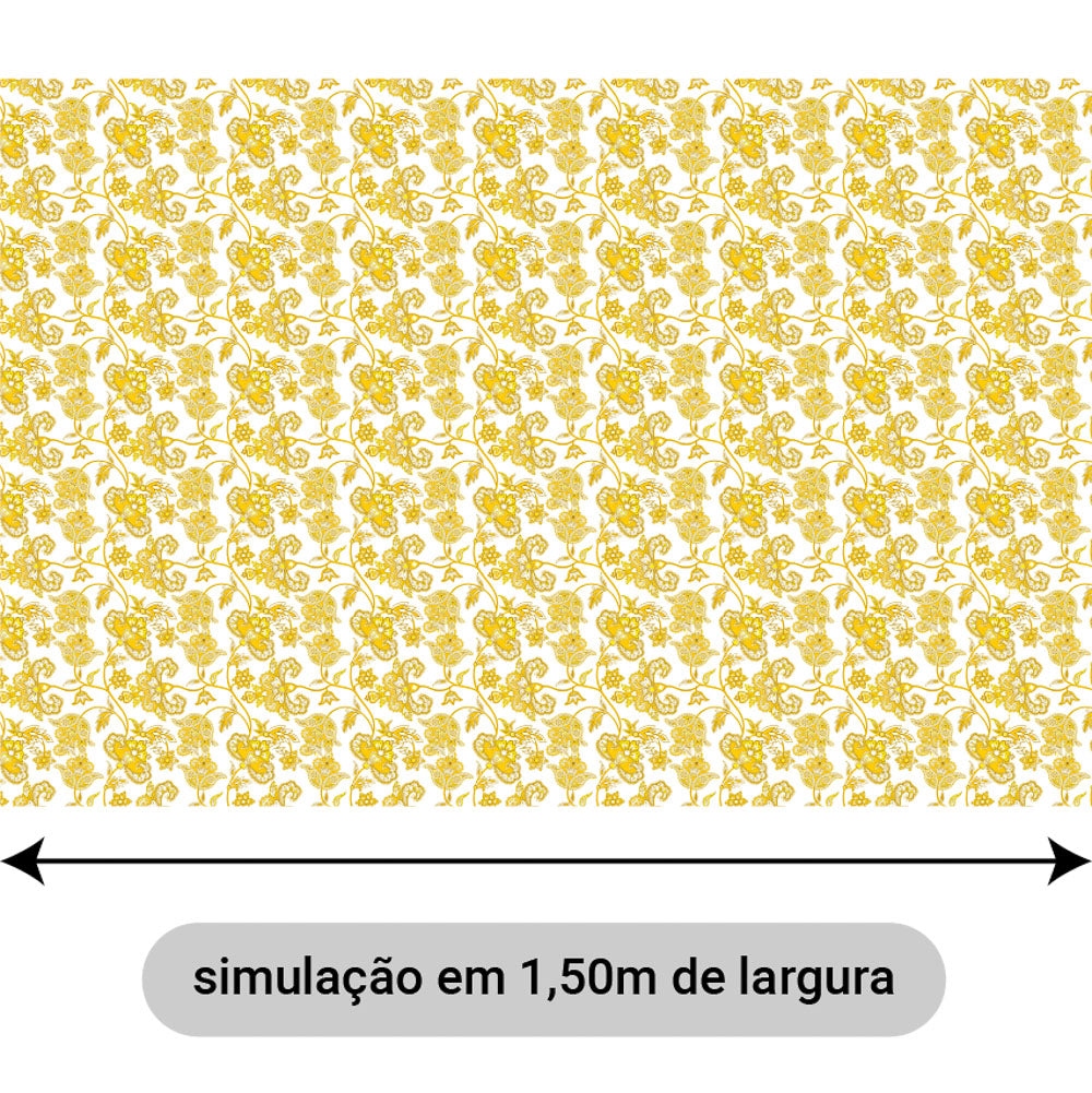 Oxford Digital Floral Paisley Amarelo Fundo Branco
