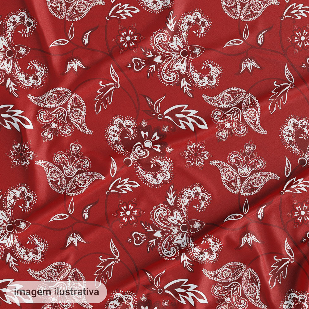Oxford Digital Floral Paisley Vermelho Branco
