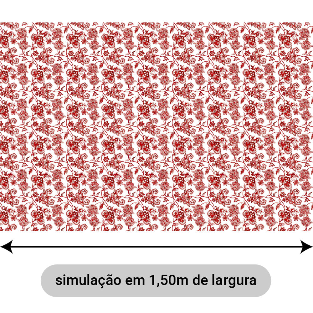 Oxford Digital Floral Paisley Vermelho Fundo Branco