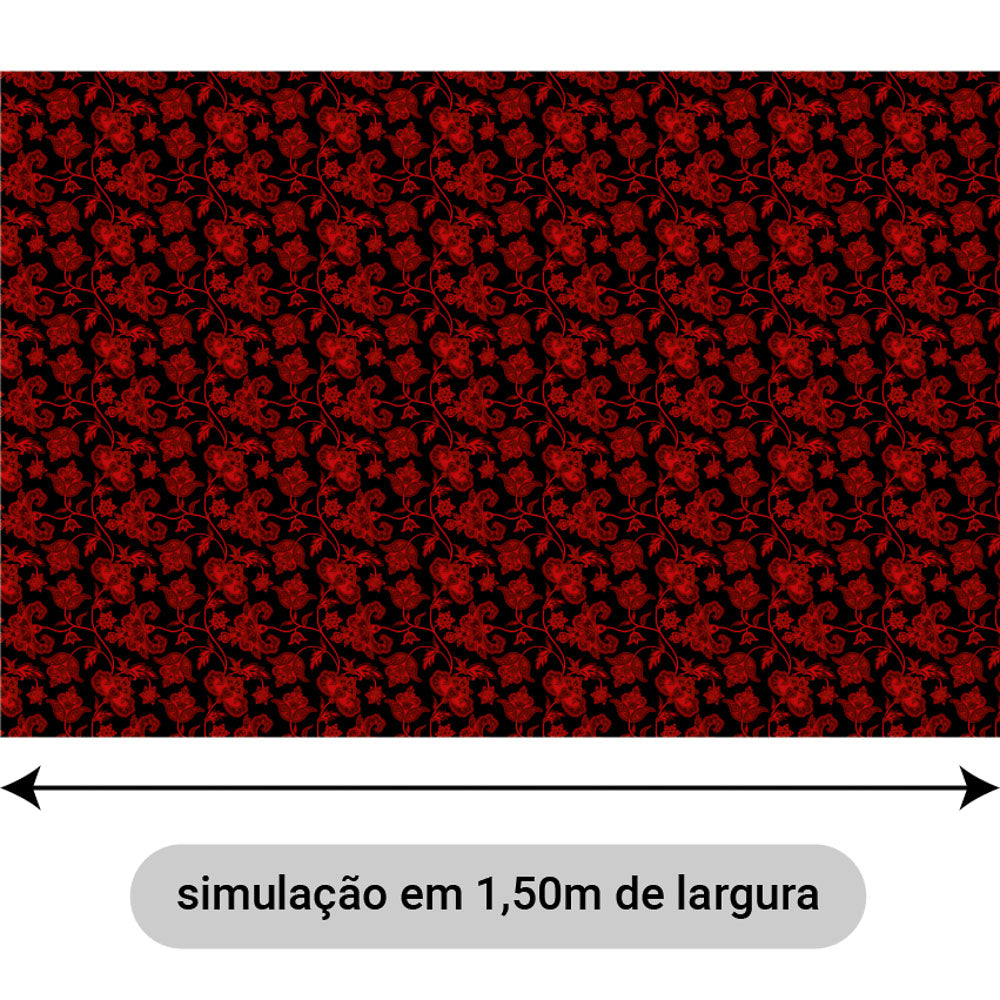 Oxford Digital Floral Paisley Vermelho Fundo Branco