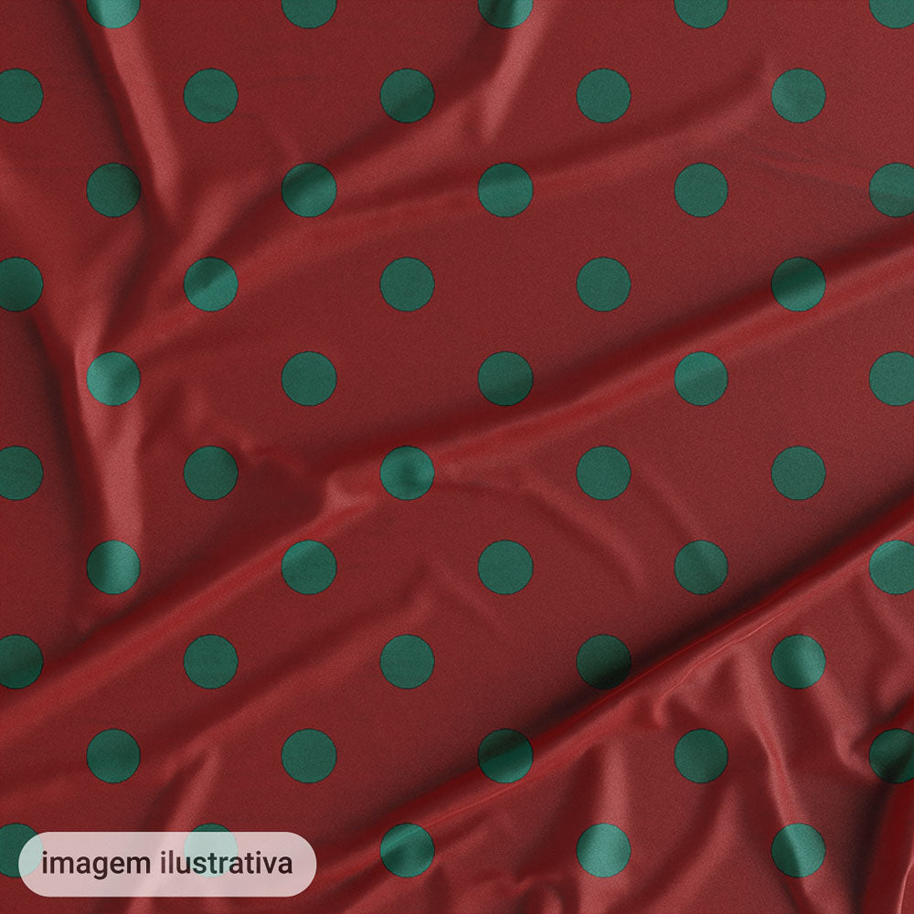 Oxford Digital Bolinhas Verdes Fundo Vermelho