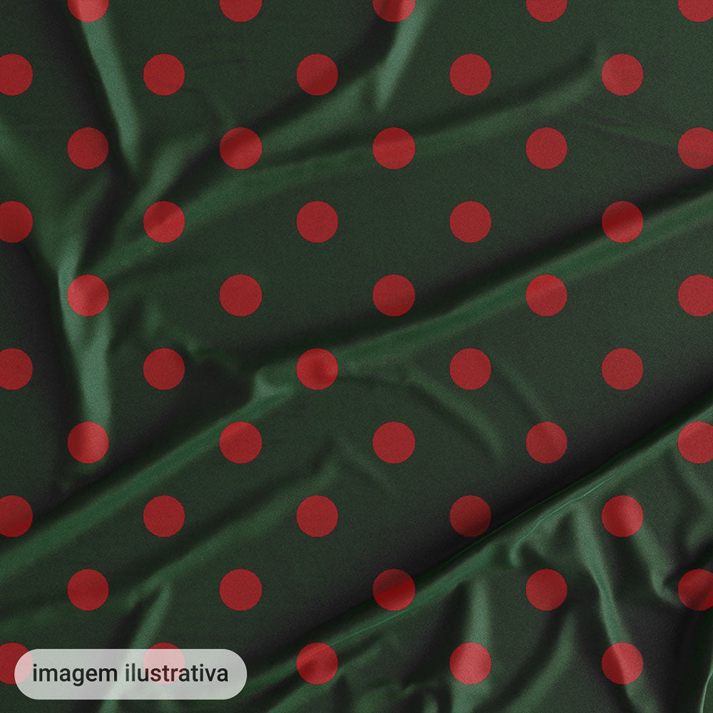 Oxford Digital Bolinhas Vermelhas Fundo Verde