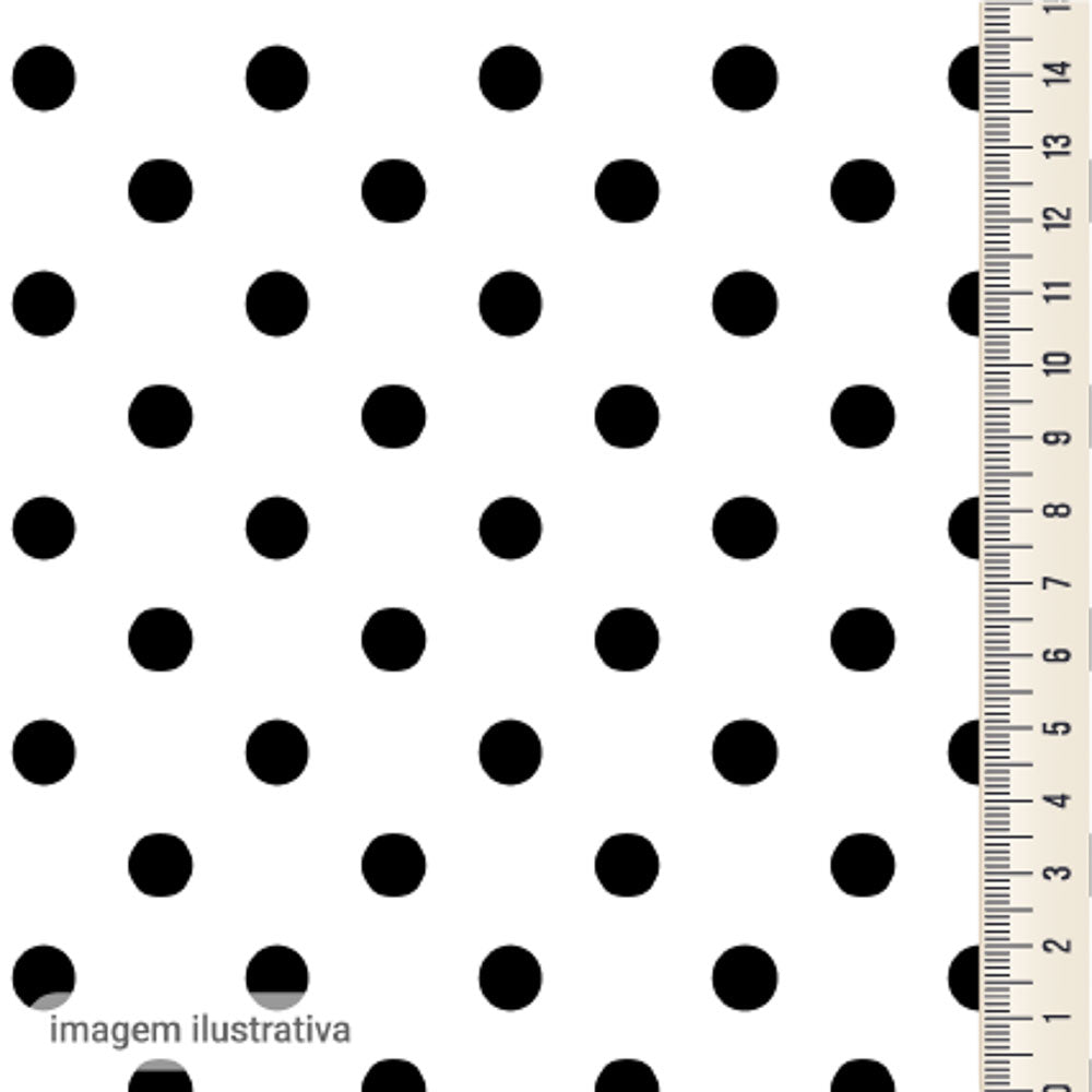 Oxford Digital Bolinhas Pretas Fundo Branco