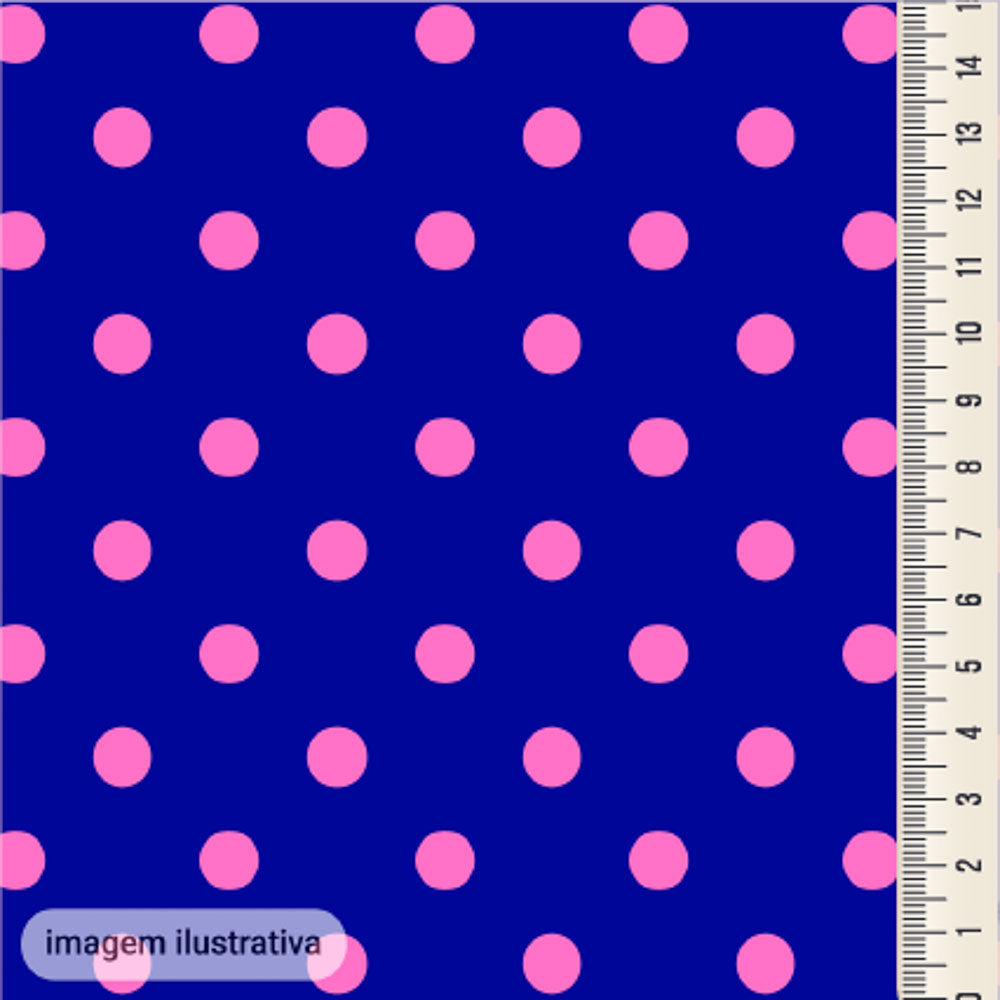 Oxford Digital Bolinhas Rosas Fundo Azul
