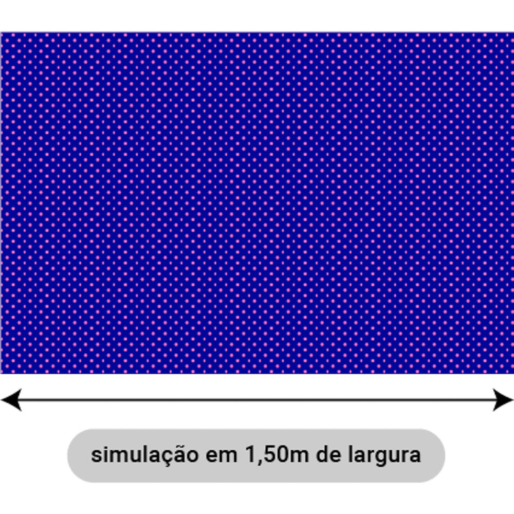 Oxford Digital Bolinhas Rosas Fundo Azul