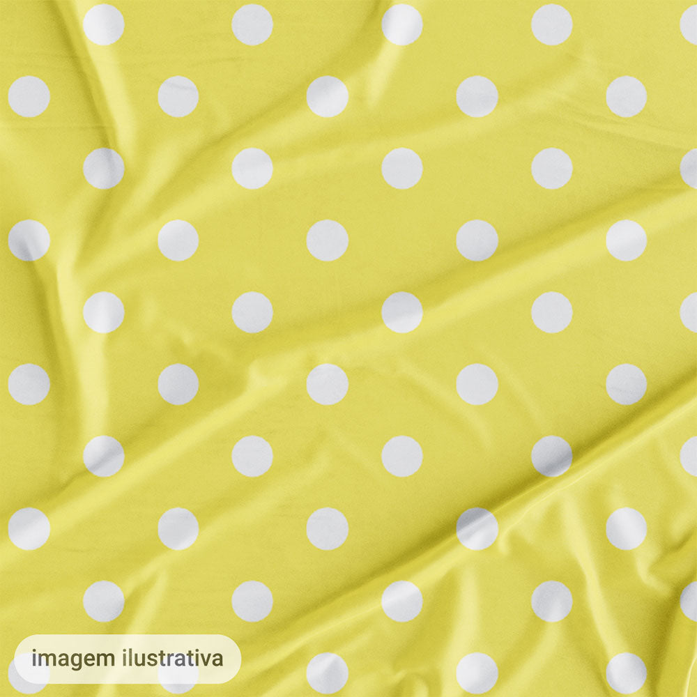 Oxford Digital Bolinhas Brancas Fundo Amarelo