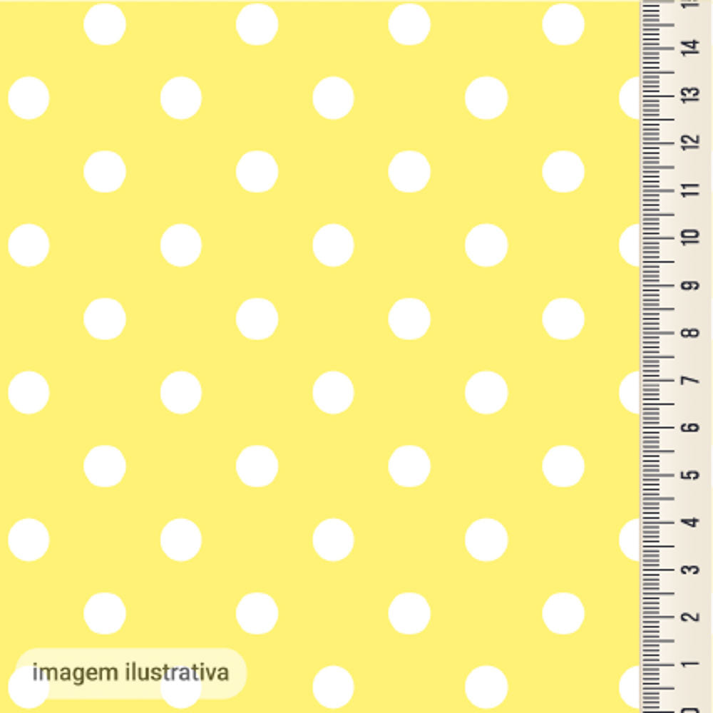 Oxford Digital Bolinhas Brancas Fundo Amarelo