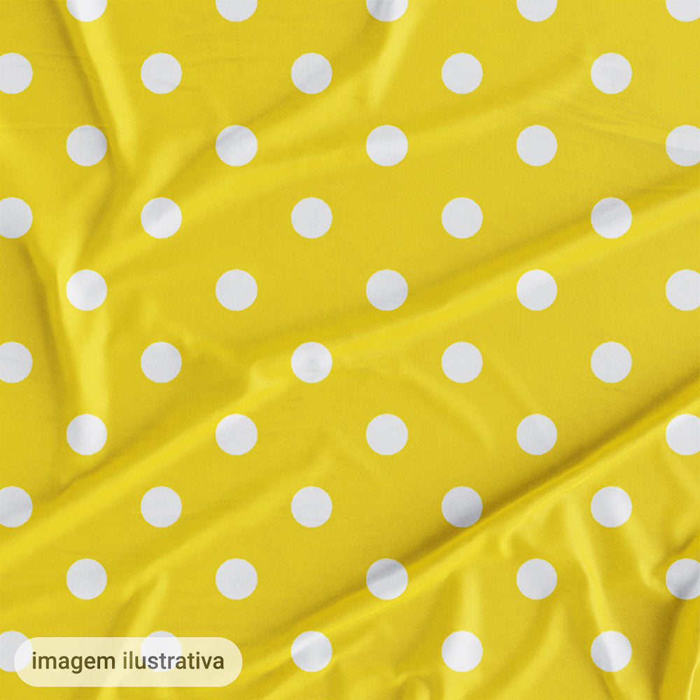 Oxford Digital Bolinhas Brancas Fundo Amarelo Ouro
