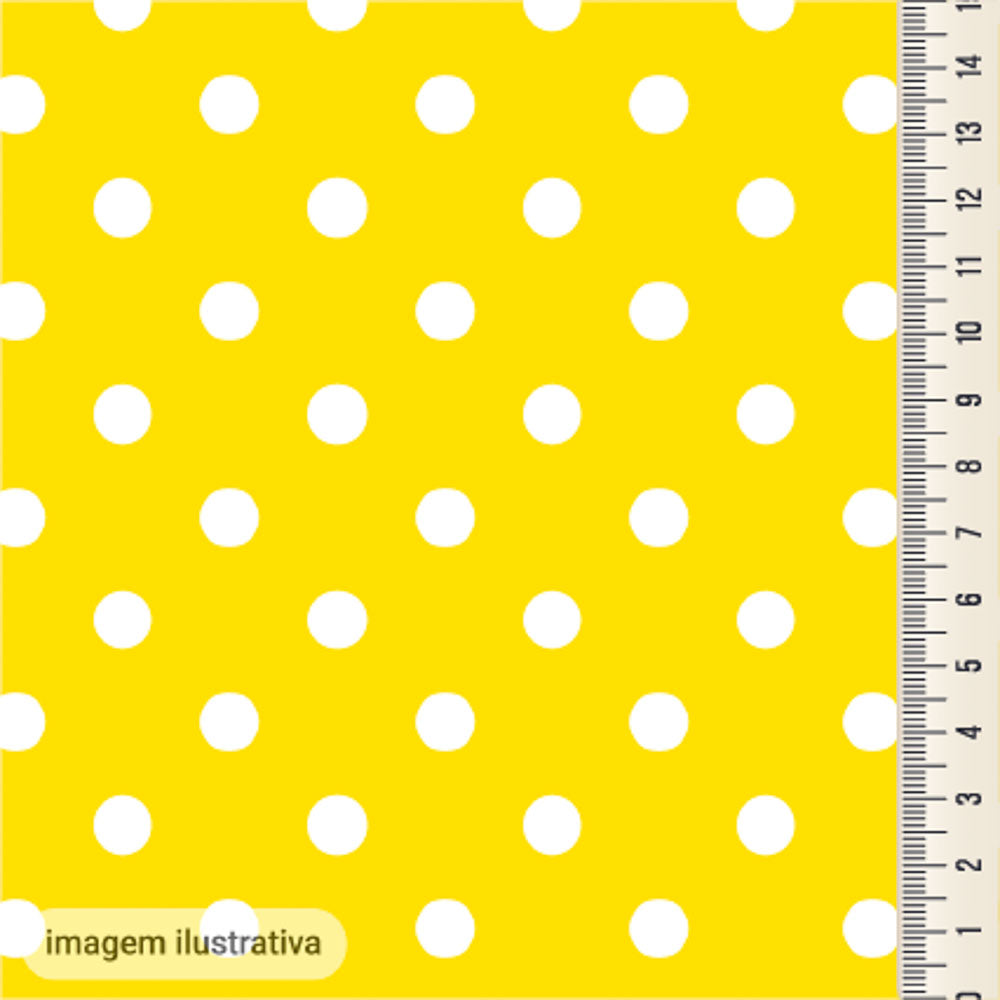 Oxford Digital Bolinhas Brancas Fundo Amarelo Ouro