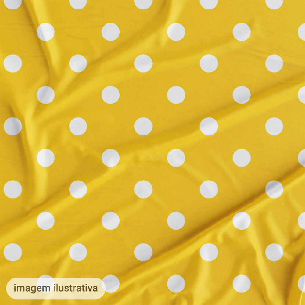 Oxford Digital Bolinhas Brancas Fundo Amarelo Mostarda