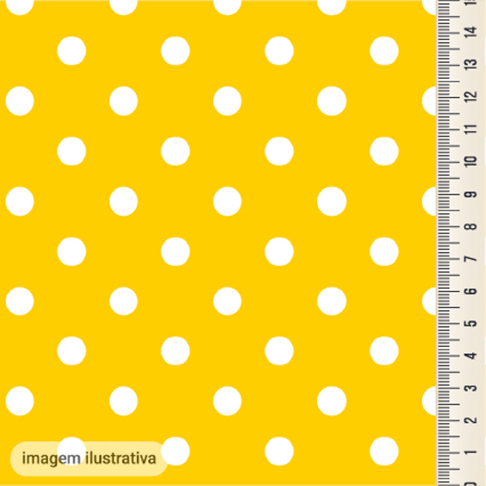 Oxford Digital Bolinhas Brancas Fundo Amarelo Mostarda
