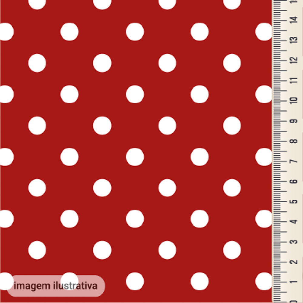 Oxford Digital Bolinhas Fundo Vermelho