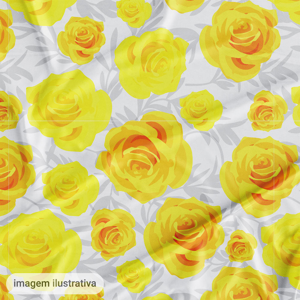 Oxford Digital Rosas Desenhadas Amarelas
