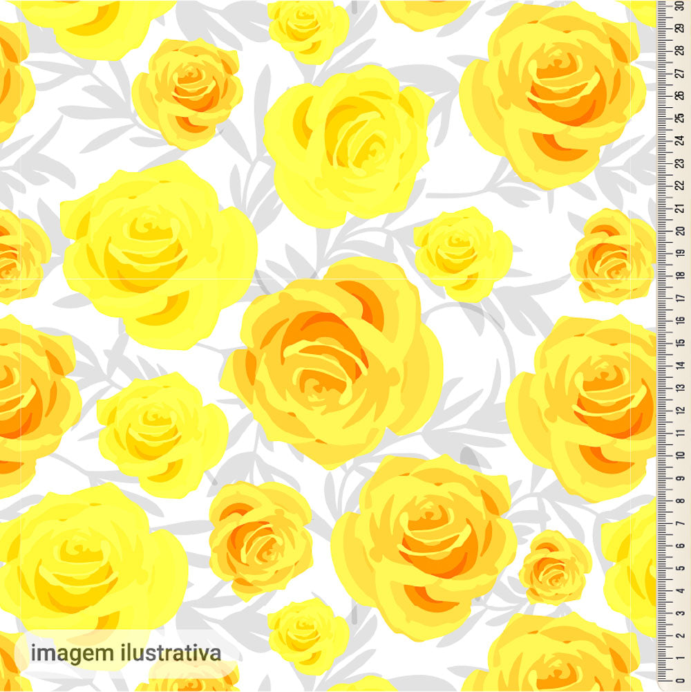 Oxford Digital Rosas Desenhadas Amarelas