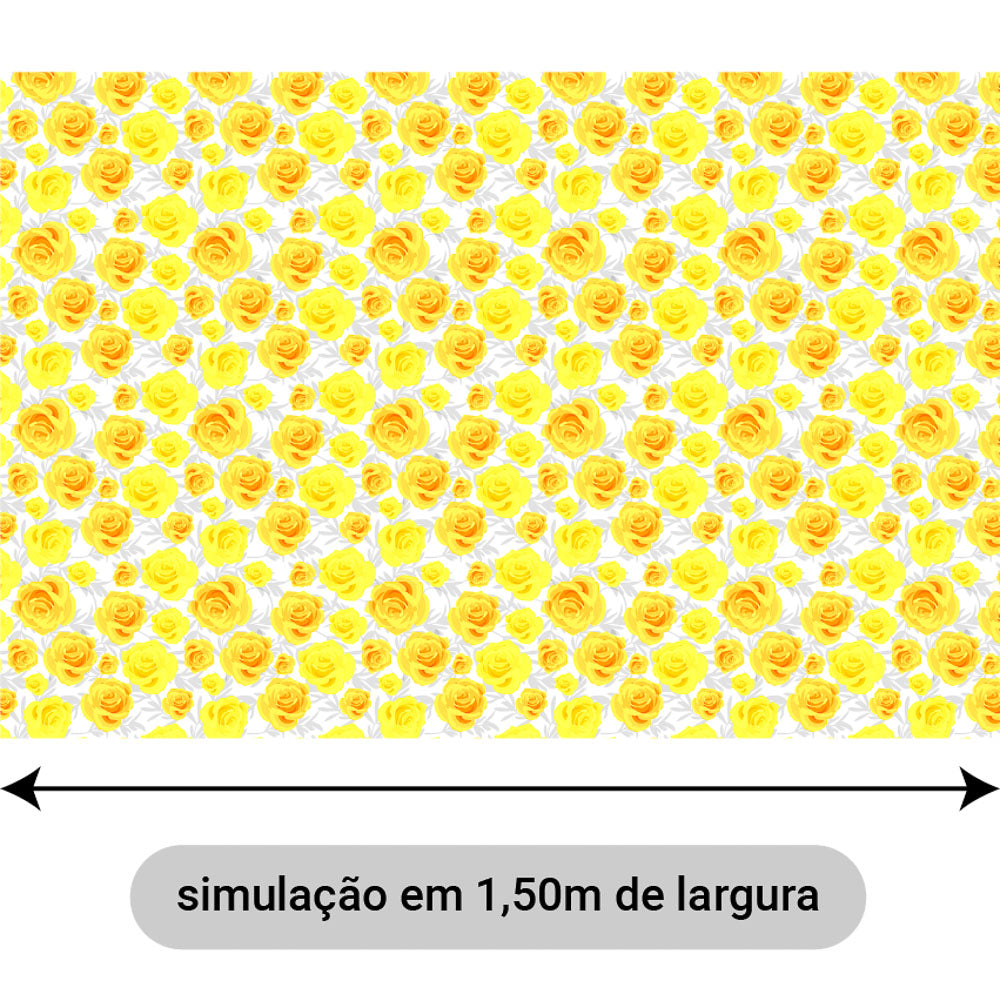 Oxford Digital Rosas Desenhadas Amarelas