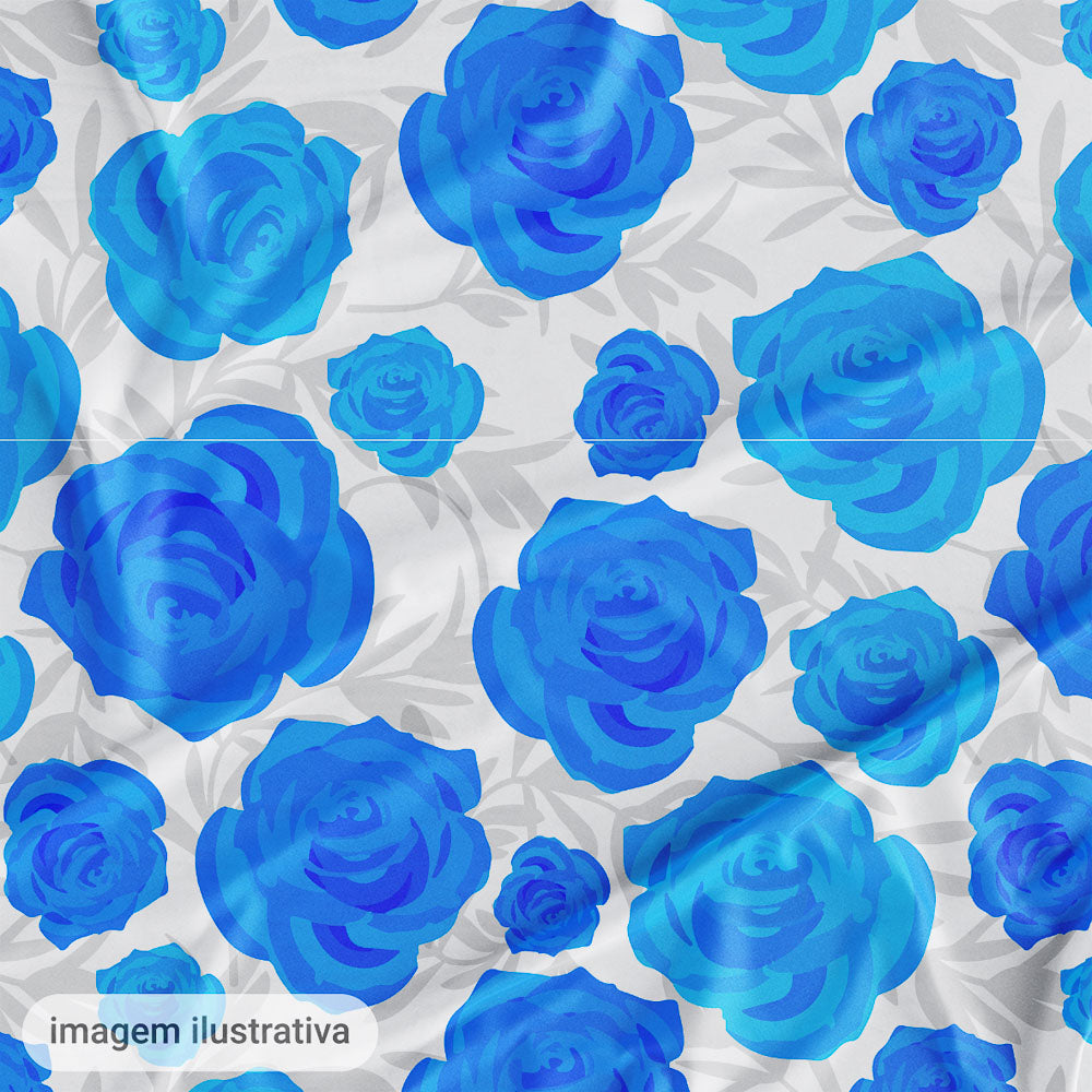 Oxford Digital Rosas Desenhadas Azul