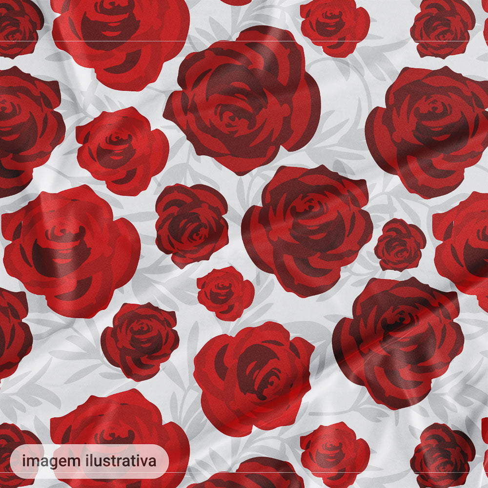 Oxford Digital Rosas Desenhadas Vermelho