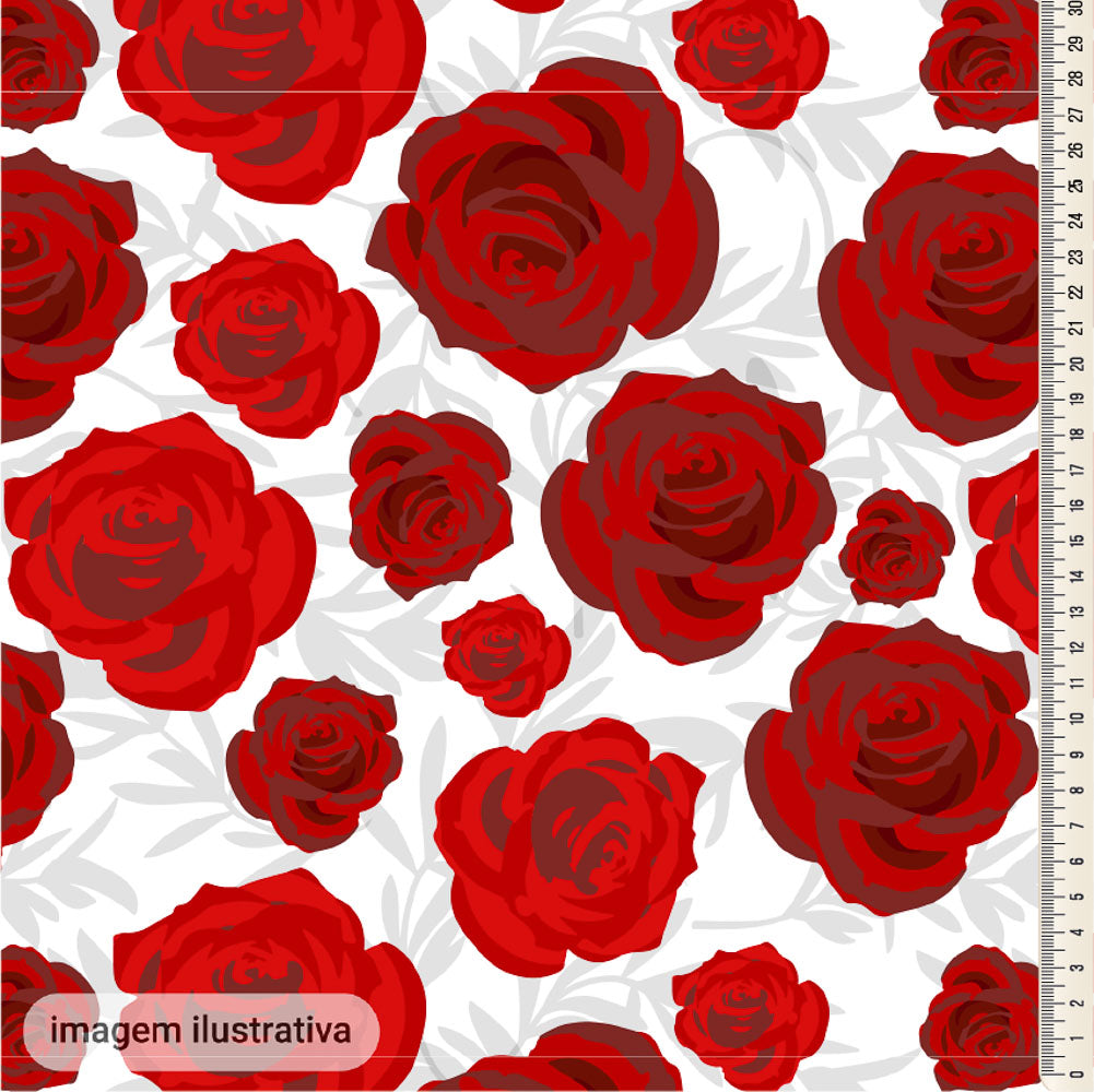 Oxford Digital Rosas Desenhadas Vermelho