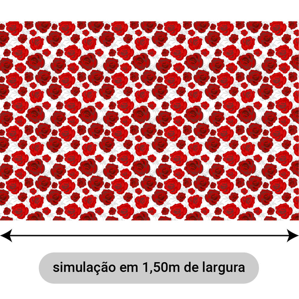 Oxford Digital Rosas Desenhadas Vermelho