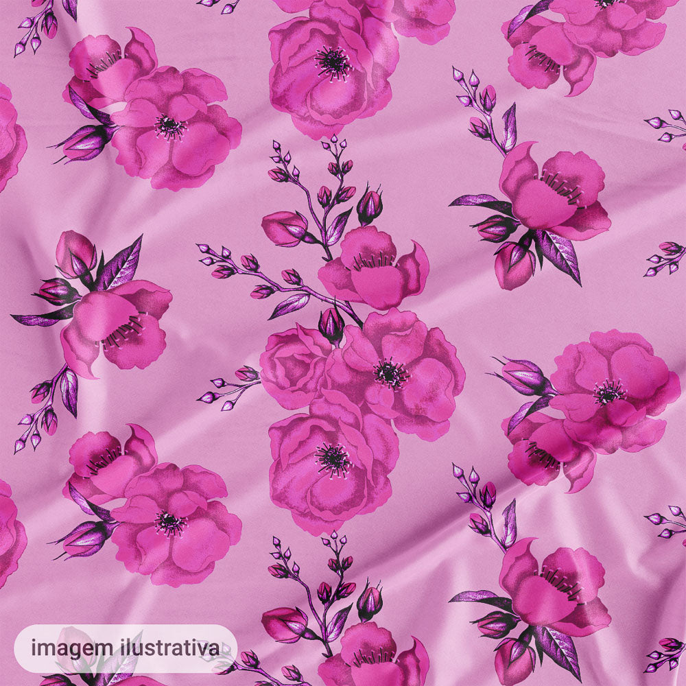 Oxford Digital Floral Rosa Fundo Rosa