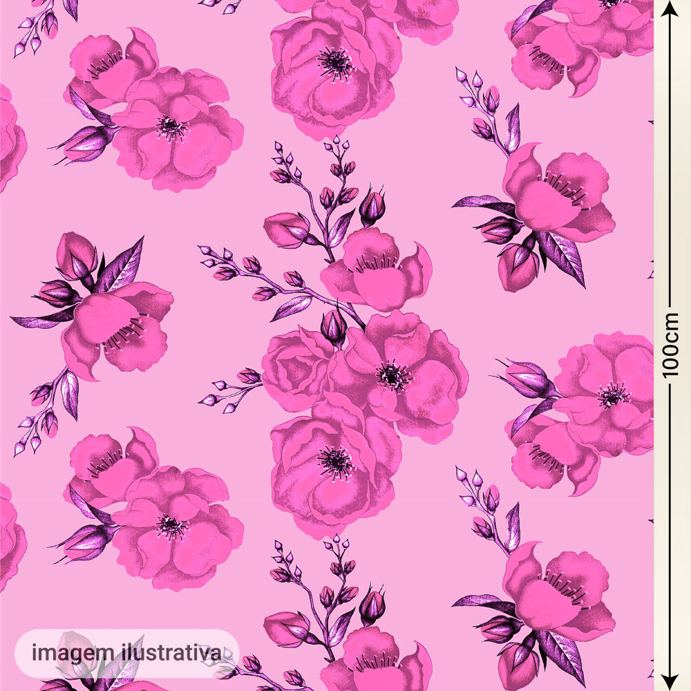 Oxford Digital Floral Rosa Fundo Rosa