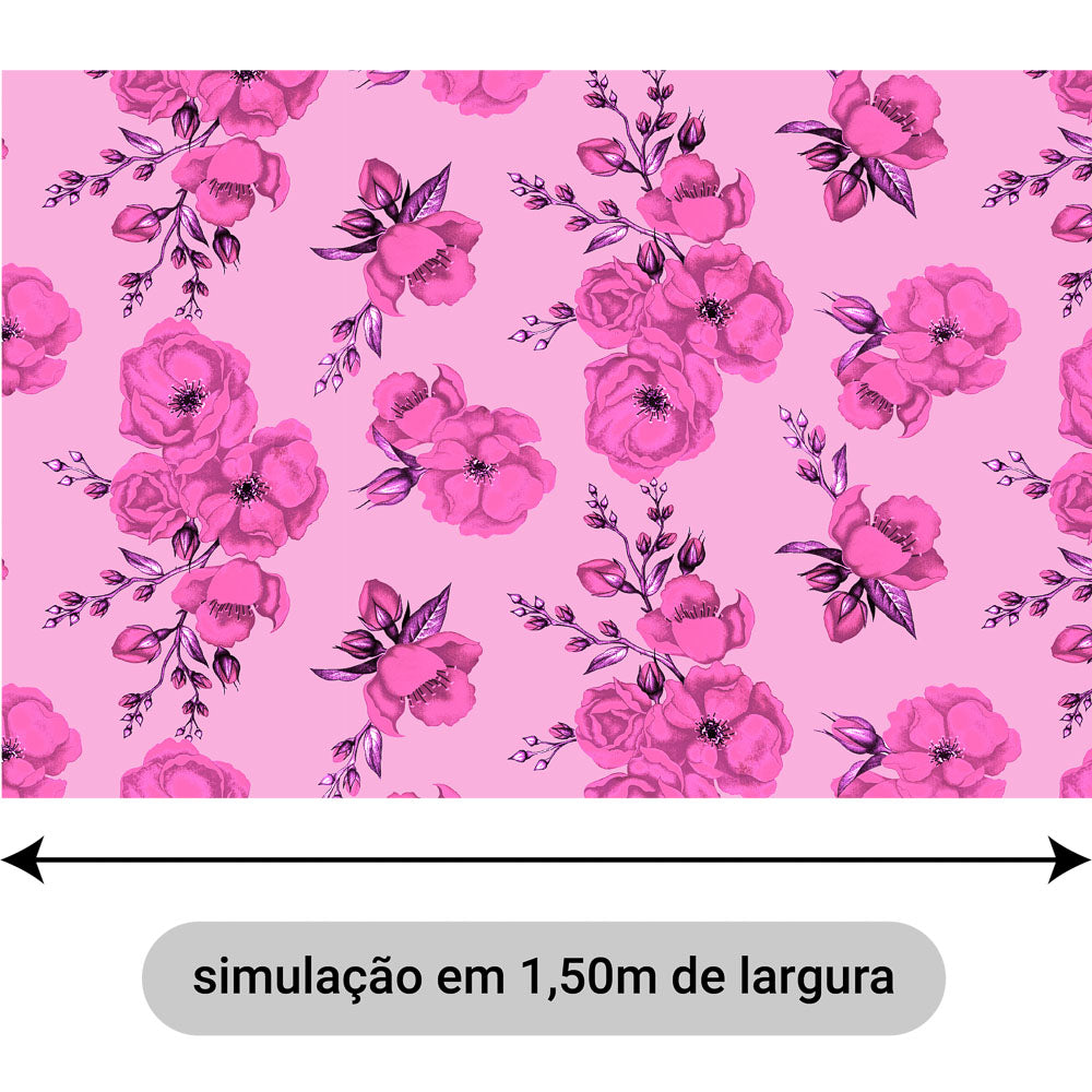 Oxford Digital Floral Rosa Fundo Rosa