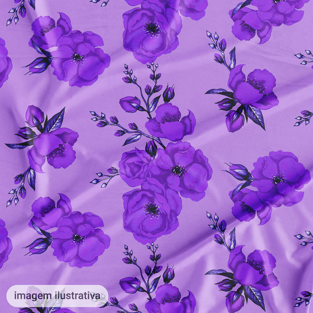 Oxford Digital Floral Roxo Fundo Lilás