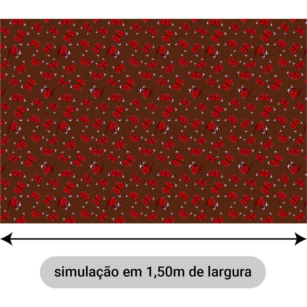 Oxford Digital Borboletas Vermelhas Fundo Marrom