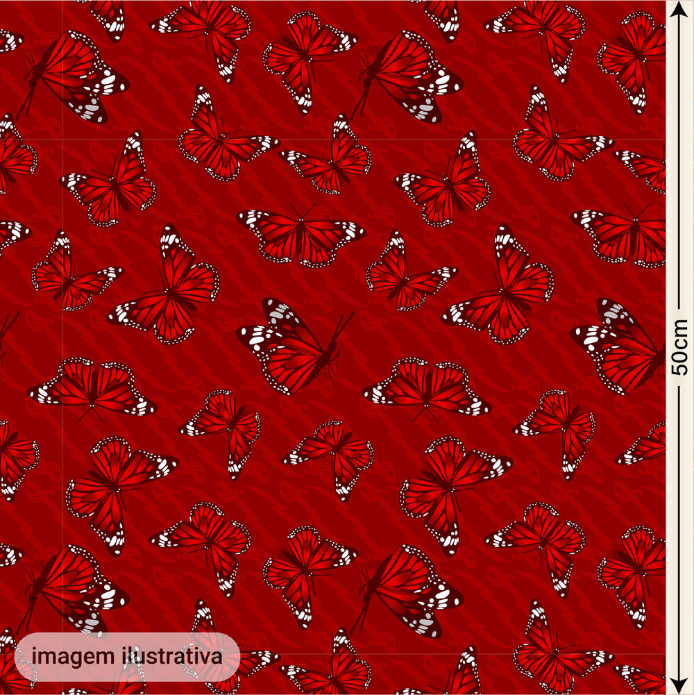 Oxford Digital Borboletas Vermelhas Fundo Vermelho