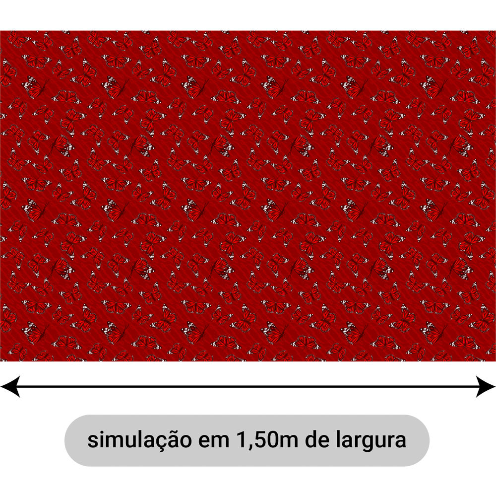Oxford Digital Borboletas Vermelhas Fundo Vermelho