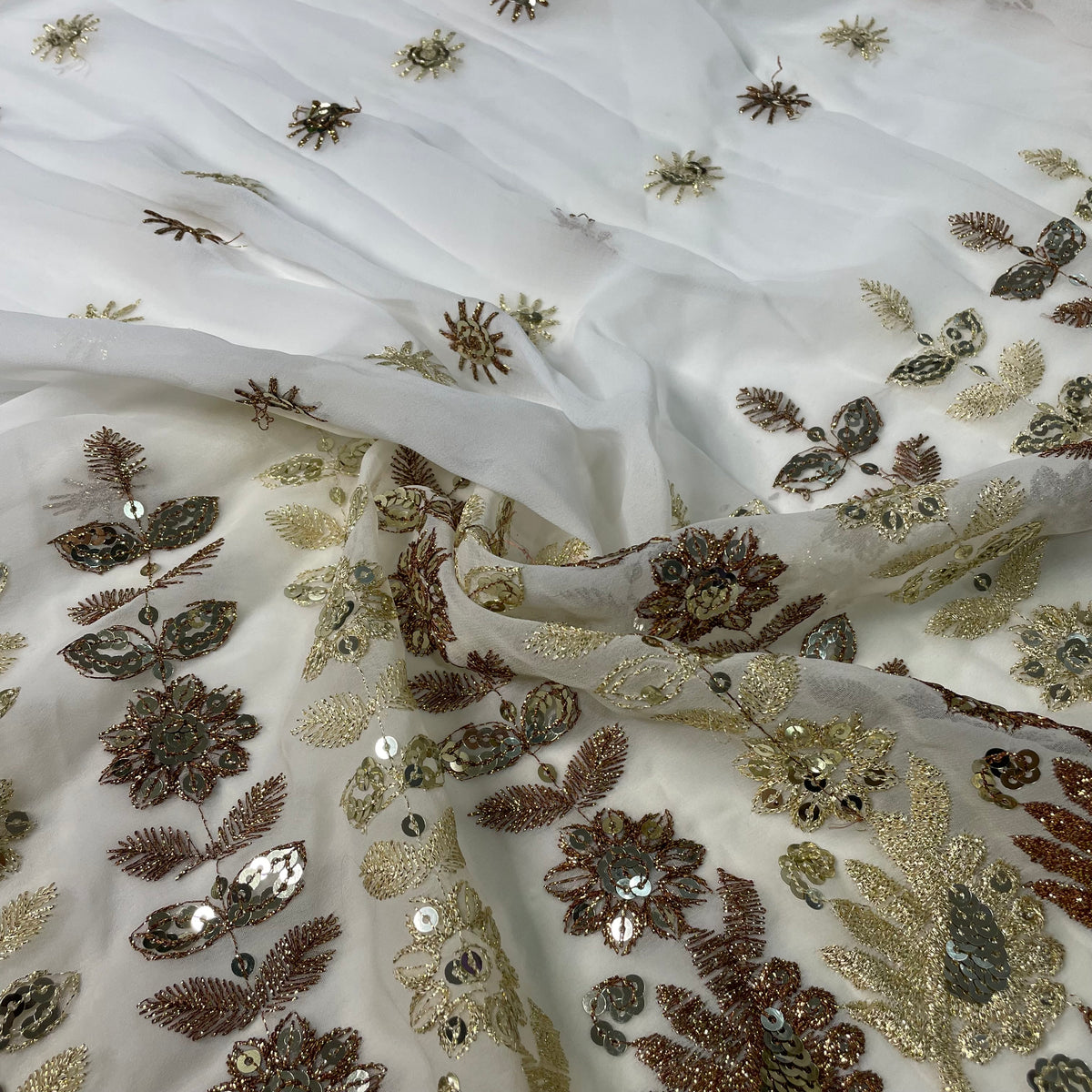 Chiffon Bordado Indiano Branco 2