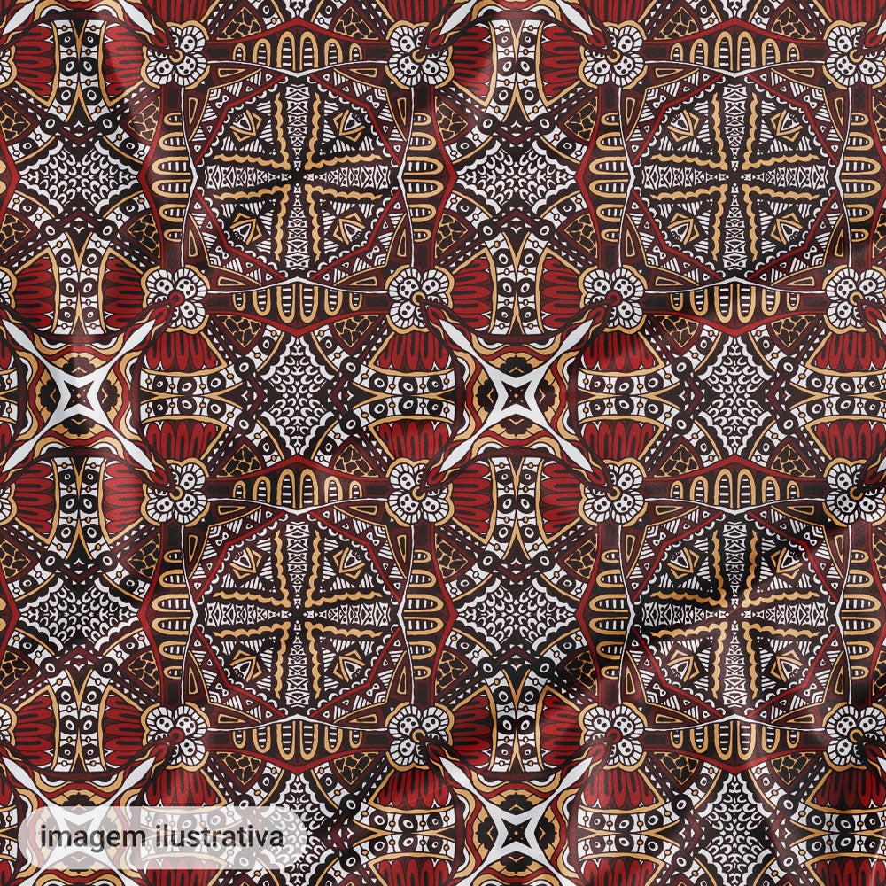 Oxford Digital Étnico Tribal Vermelho e Marrom