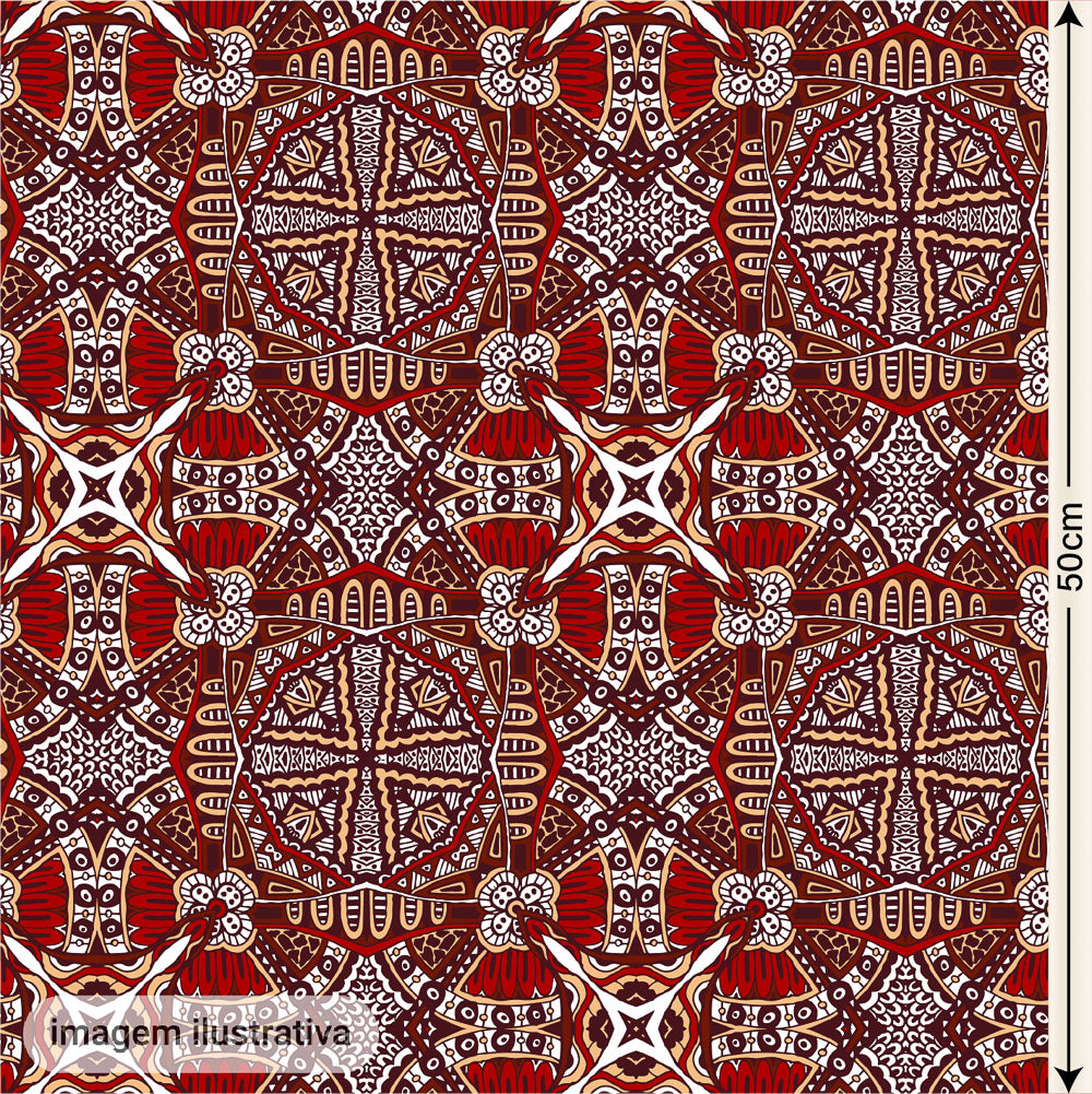 Oxford Digital Étnico Tribal Vermelho e Marrom