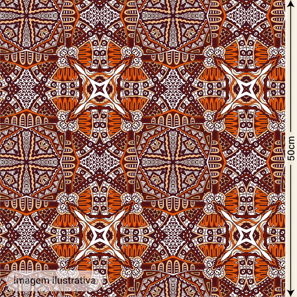 Oxford Digital Étnico Tribal Laranja e Marrom