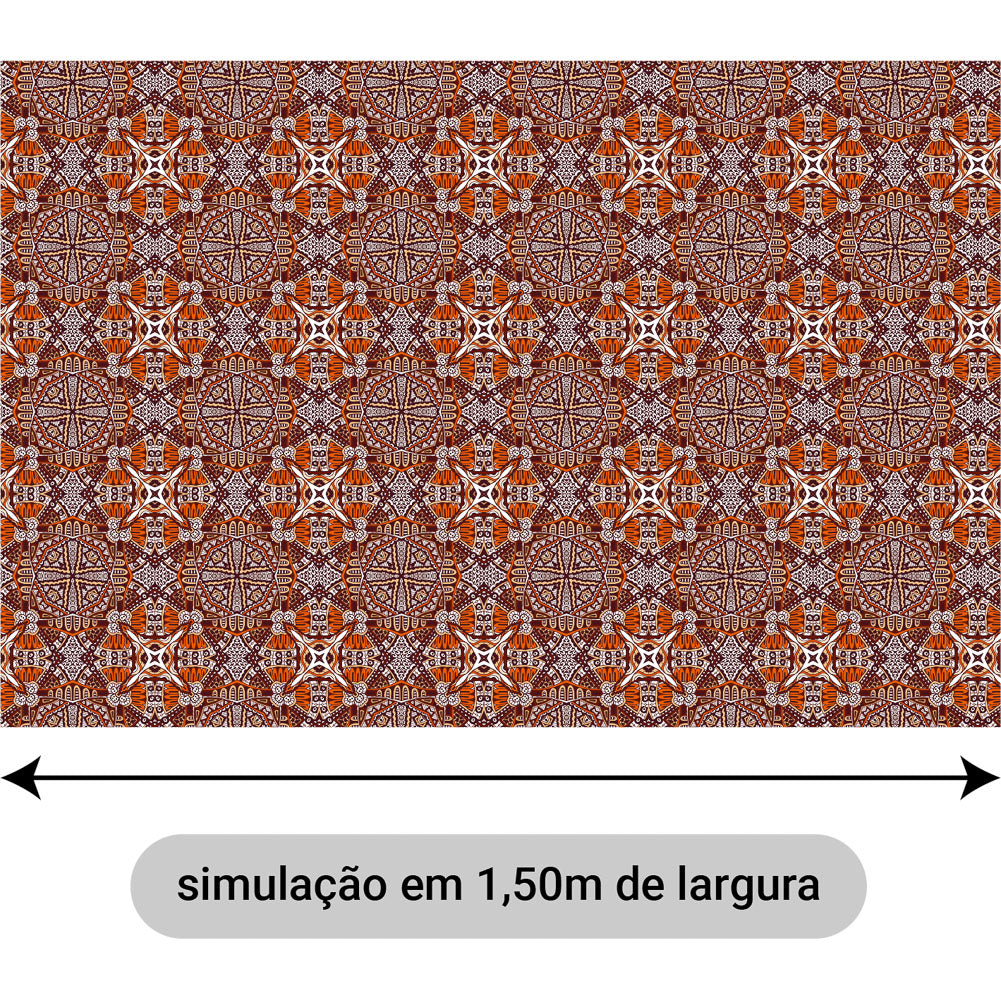 Oxford Digital Étnico Tribal Laranja e Marrom