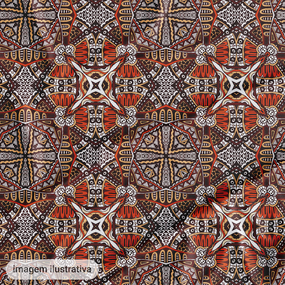 Oxford Digital Étnico Tribal Laranja e Marrom