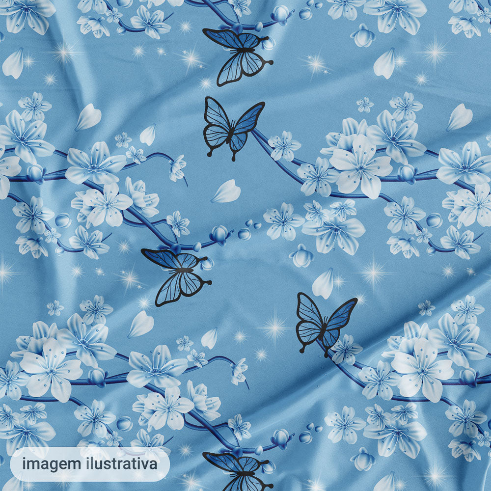 Oxford Digital Borboletas e Flores Azul