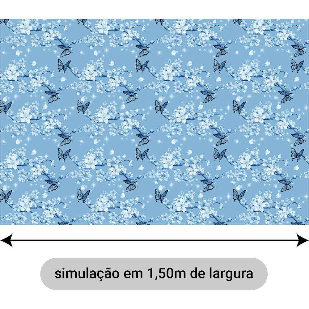Oxford Digital Borboletas e Flores Azul