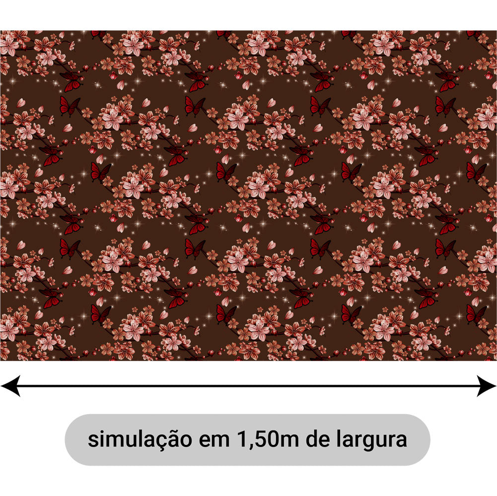 Oxford Digital Borboletas e Flores Marrom